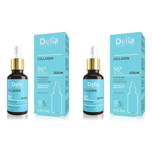 Offerta a tempo: Delia Cosmetics - Siero Idratante - Collagene - Pelle Secca e Disidratata - Riduce le Rughe - Migliora l'elasticità - Pelle Idratata e Fresca - 30ml (Confezione da 2) - 60% da 20.50 € a 8.20 €