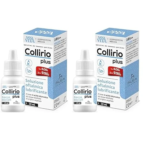 Sanavita - Collirio Plus, 0.4% di Acido Ialuronico Flaconcino pluridose 10ml (Confezione da 2)
