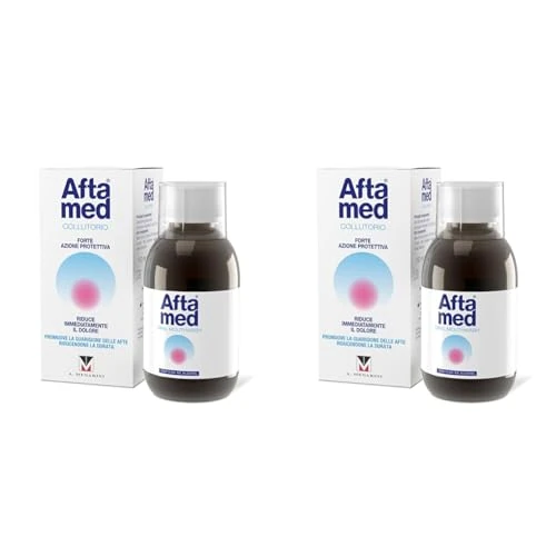 Offerta a tempo: Aftamed Collutorio Liquido indicato per Afte, Stomatiti Aftose, Lesioni del cavo orale - Flacone da 150ml (Confezione da 2) - 39% da 23.60 € a 14.38 €