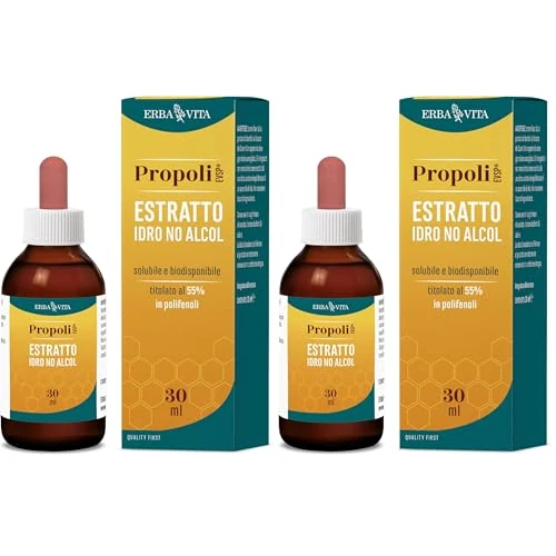 Offerta a tempo: ERBA VITA Propoli EVSP® Estratto Idro No Alcol integratore alimentare solubile e biodisponibile, senza alcol - 30 ml (Confezione da 2) - 50% da 25.80 € a 12.90 €