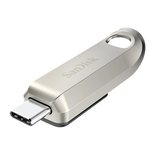 SanDisk Ultra Luxe 512 Go Flash Drive (Clé USB Type-C, Vitesse de Lecture jusqu'à 400 Mo/s Connecteur Rétractable, Un boîtier en métal Haut de Gamme) Argent