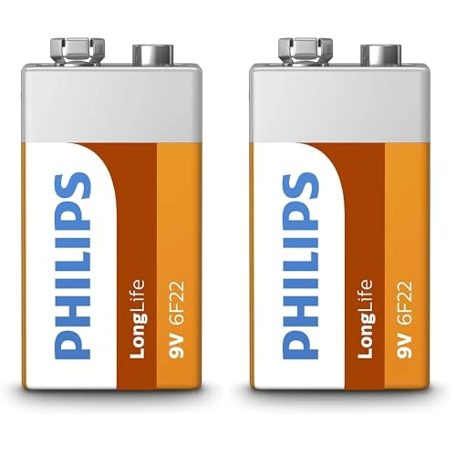 PHILIPS 6F22L1B/10 - Piles Longue Durée - 1 pièce 6F22-9V (Lot de 2)