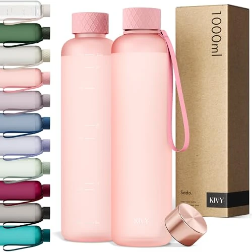 Limited-time offer: KIVY Slim Water Bottle 32oz [Lightweight & Shatterproof] Fits Backpack & Cupholder for Travel, Sports, School, Gym - Rose gold, Pink bottle no straw - Gym water bottle for women - Dishwasher Safe from 23.56 £ to 23.56 £ (save 0.00%)