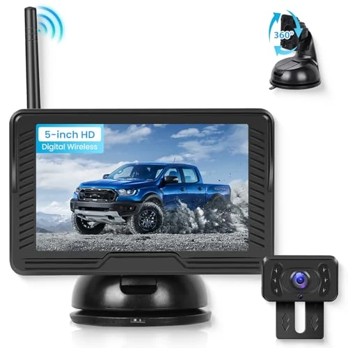 Tijdelijke aanbieding: VECHTEL Draadloze achteruitrijcamera met 5 inch HD-IPS-scherm, stabiel draadloos signaal, waterdicht IP69, nachtzicht, lijngeleiding, doe-het-zelf, afneembare houder van 49.99 € naar 49.99 € (0.00% korting)