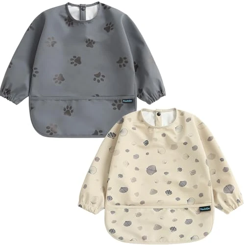 Oferta limitada: PewinGo 2PCS Babero de Destete de Manga Larga y Material Suave y Agradable al Tacto, Tmpermeable y Fácil de Limpiar y Lavable a Máquina, Para Bebés Pequeños de 23.99 € a 23.99 € (ahorro 0.00%)