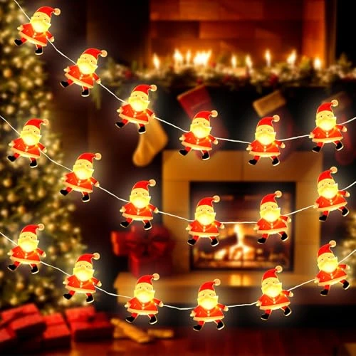 Offre limitee: Fohil Lumières de Noël 2M 20LED, Guirlande Lumineuse Père Noël à Pile Étanche, Décoration Intérieur Extérieur pour Sapin, Jardin, Chambre, Fenêtre de 12.99 EUR a 10.91 EUR (economie 16%)