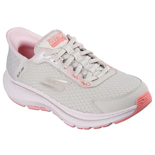 Skechers Women's Go Run Consistent 2.0 Endure Slip-On Sneakers, Natural Textile/Lt. Pink Trim, 4.5 UK