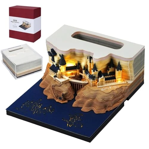 Oferta ograniczona: Kalendarz biurkowy 3D 2026 Memo Pad z podświetleniem LED, Kalendarz tygodniowy 2026 Kalendarz 3D Castle Notatnik Sztuka rzeźbienia w papierze DIY Prezenty rzemieślnicze na Boże z 259.99 EUR na 259.99 EUR (znizka 0%)
