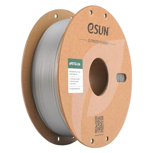 Offerta a tempo: eSUN PETG filamento 1,75 mm, filamento PETG Basic ad alta tenacità, bobina da 1 kg (2,2 libbre) per stampanti 3D, Argento unicolore - 84.01% da 94.99 € a 15.19 €