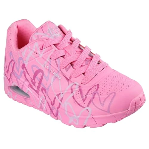 Offerta a tempo: Skechers Sneaker Donna Uno Spread The Love, Maglia Durabuck Rosa Caldo, 37 EU - 46% da 99.95 € a 53.99 €