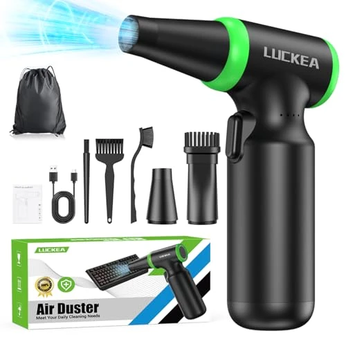 Offerta a tempo: Aria Compressa Elettrico a 3 Velocità con luce LED, 130.000 Giri/Min Aria Compressa Spray con Batteria da 6000 mAh, Potente Kit Pulizia PC, Divano, Tastiera, Auto - 14% da 49.99 € a 42.99 €