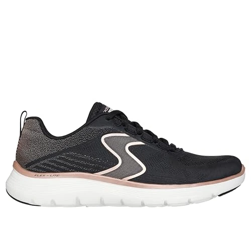 Limited-time offer: Skechers Women's Flex Appeal 5.0 Luxe Glow Sneaker, Black Mesh/Rose Gold Trim, 6.5 UK from 74.00 GBP to 59.99 GBP (save 19%)
