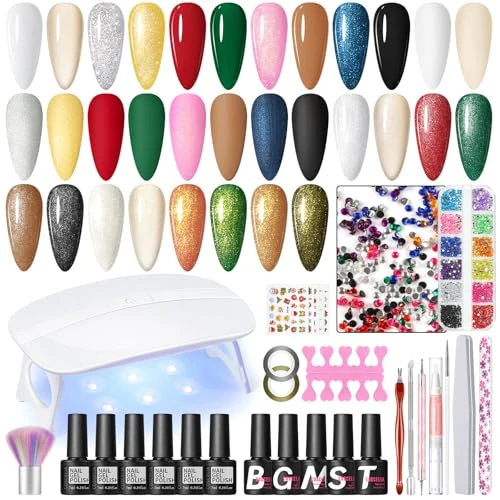 COSCELIA U V Gel Nagellack Set mit Lampe, 10 Farben Gel Nägel Set Gelnägel Set mit Nagel-Tools für Anfänger Geschenk Für Frauen