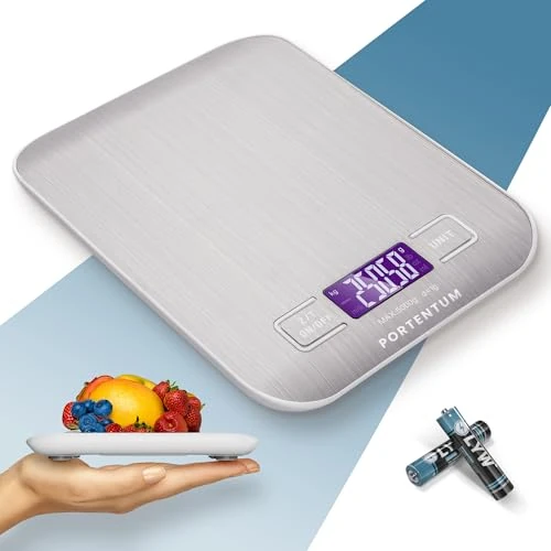 Offerta a tempo: PORTENTUM Bilancia da cucina con display LCD, acciaio inossidabile, bilancia multifunzione per alimenti 5 kg/11 libbre, argento - 0.00% da 8.40 € a 8.40 €