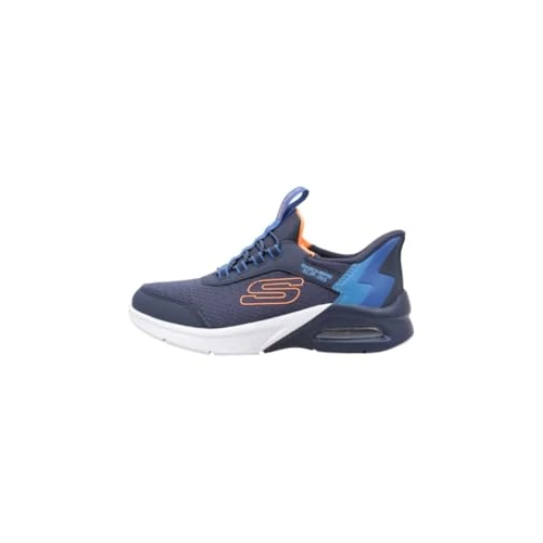 Limited-time offer: Skechers Boy's Microspec Max Brisk-Stripe Sneakers, Navy Textile/Synthetic/Blue & Orange Trim, 11.5 UK Child from 49.00 £ to 37.78 £ (save 23%)
