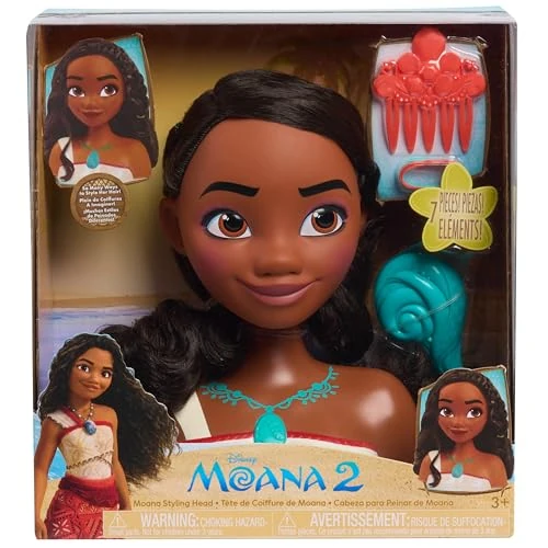 Tijdelijke aanbieding: Disney Princess Moana 2 Styling Head, 7-pieces, Pretend Play, Toy for Kids Ages 3 and Up by Just Play van 29.99 € naar 26.32 € (12% korting)