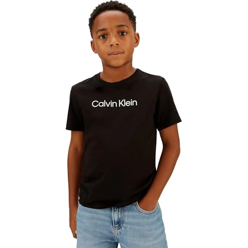 Calvin Klein T-Shirt Unisex INST. Logo SS IU0IU00682 S/S T-Shirt, Nero (CK Black), 4 Anni, Nero (CK Black), 4 Anni