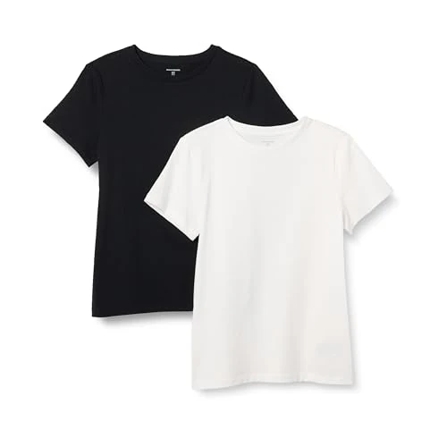 Tijdelijke aanbieding: Amazon Essentials Dames regular fit 100% katoen ronde hals T-shirt met korte mouwen, Zwart/Wit, XL van 13.03 € naar 13.03 € (0.0% korting)