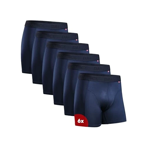 DANISH ENDURANCE Mens Boxers, Anti Chafing, Long Leg or Regular, Sports Underwear Men, Running Boxers, 6 Pack, Blue, Medium