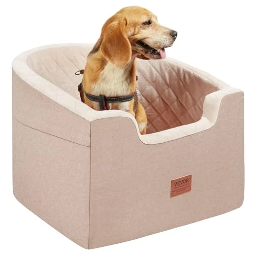 Offerta a tempo: VEVOR Seggiolino Auto per Cani di Piccola Taglia Media 25 kg, Rialzo per Cani Impermeabile, Tasca Portaoggetti, Guinzaglio di Sicurezza con Clip, Imbottitura in Spugna, Cuccia per Cani, Marrone - 39% da 36.82 € a 22.42 €
