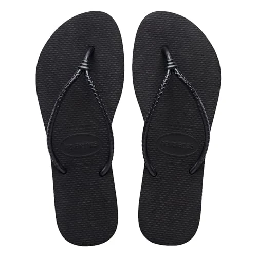 Tijdelijke aanbieding: Havaianas Slanke tube, elegante, comfortabele en stijlvolle badslippers, riempjes in knoopdesign, dames, zwart, 39/40 EU van 17.11 € naar 17.11 € (0.00% korting)