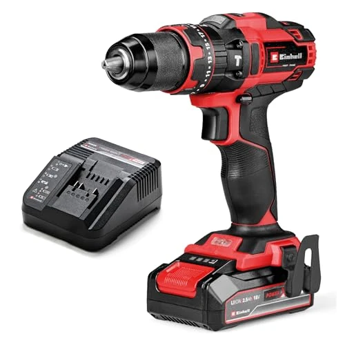 Offerta a tempo: Einhell Trapano a percussione a batteria TE-CD 18/44 Li-i (1x2,5Ah) Power X-Change (18 V, 44 Nm, funzione percussione, mandrino in metallo 13 mm, 2 velocità, batteria da 2,5 Ah e caricabatterie) - 39% da 99.95 € a 60.78 €