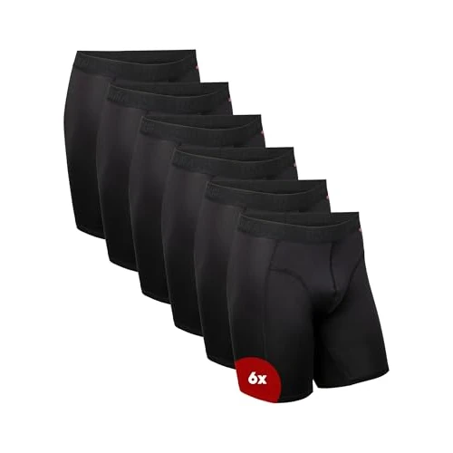 DANISH ENDURANCE Sportboxershorts voor Mannen, met Normale of Lange Pijpen, 6-Pack, Zwart, XL
