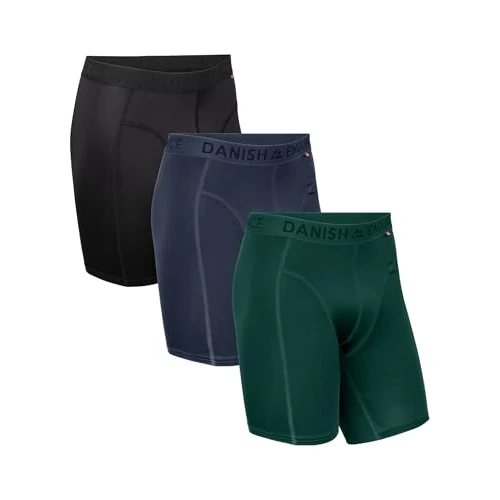 DANISH ENDURANCE 3er Pack Sport Boxershorts Herren, Mit regulärem oder langem Bein, Mehrfarbig (1x Schwarz, 1x Blau, 1x Grün) 3er Pack - Extra Lang, XXXL