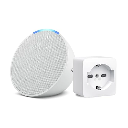 Offerta a tempo: Echo Pop | Bianco ghiaccio + TP-Link Tapo Presa intelligente, compatibile con Alexa - Kit di base per Casa Intelligente - 62% da 77.98 € a 29.90 €