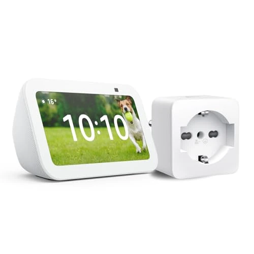 Offerta a tempo: Echo Show 5 (3ª generazione) | Bianco + TP-Link Tapo Presa intelligente, compatibile con Alexa - Kit di base per Casa Intelligente - 51% da 132.98 € a 64.90 €