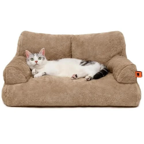 Oferta limitada: MEWOOFUN Cama para gatos, mullida y suave, sofá/cama con base antideslizante para gatos medianos y pequeños (caqui) de 40.99 EUR a 40.99 EUR (ahorro 0%)