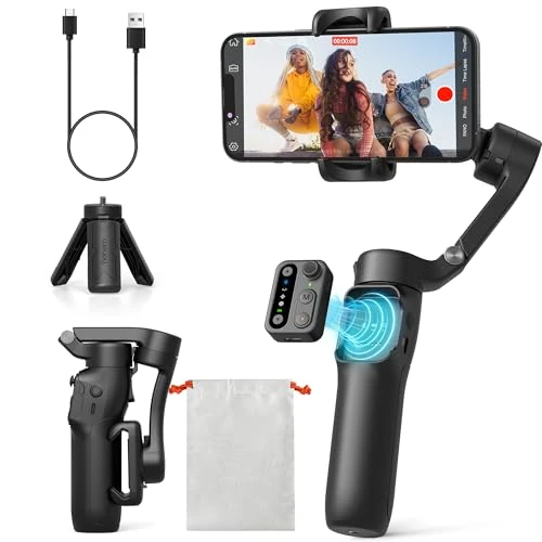 hohem iSteady X3 SE Gimbal Smartphone, stabilizzatore cardanico a 3 assi, design leggero e pieghevole con telecomando staccabile, batteria da 11 ore, perfetto per vlogging, selfie e viaggi