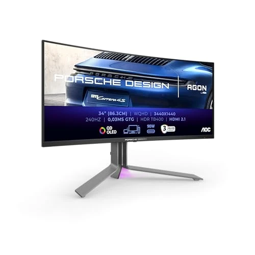 Begrenztes Angebot: AOC Agon Pro PD34-34 Zoll WQHD OLED Gaming Monitor, 240 Hz, 0.03 ms, FreeSync Premium Pro, G-Sync comp., HDR400 (3440x1440, 2X HDMI 2.1, DisplayPort, USB-C (90W PD), USB Hub) schwarz von 1416.50 EUR auf 849.90 EUR (Rabatt 40%)