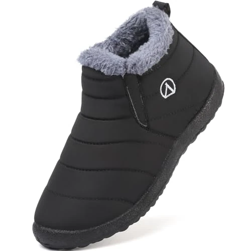 LAZAZAFI Kinder Winterstiefel Mädchen Jungen Kunstfell Warm Gefütterte Schneestiefel Winter Outdoor rutschfest Winterschuhe Trekkingschuhe Schwarz 35 EU