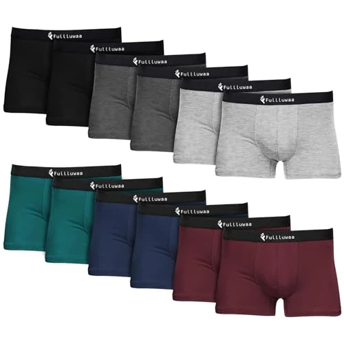 Tijdelijke aanbieding: Fullluwaa Boxershorts voor heren, verpakking van 12 stuks, business mannen, retroshorts voor mannen, katoen, ondergoed, zachte en ideale pasvorm (zonder krassende etiketten) van 39.34 EUR naar 39.34 EUR (korting 0%)