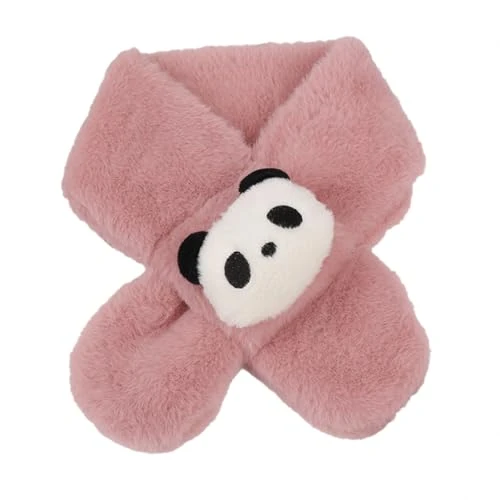 SJTJSPX Écharpe pour bébé - Douce - Chaude - Automne et hiver - Motif : panda - Pour fille et garçon, rose foncé, 75x10cm