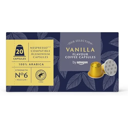 Limited-time offer: by Amazon Vanilla Flavoured Aluminium Coffee Capsules, Nespresso Compatible, 20 Count (1 Pack of 20) - Rainforest Alliance Certified from 4.00 £ to 3.45 £ (save 14%)