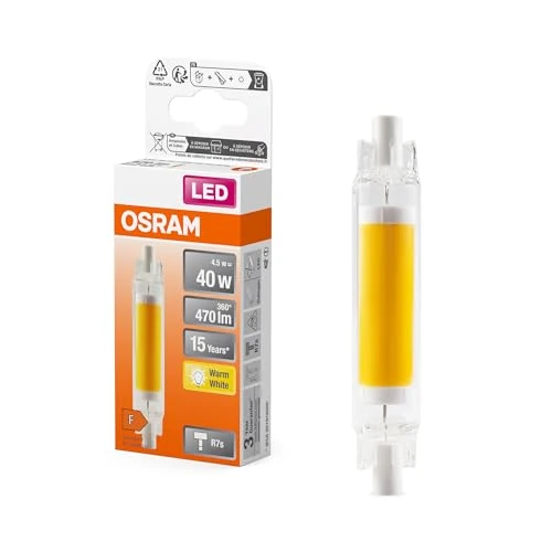 Limited offer: OSRAM Slim Line LED Light with R7s Retrofit Base, 4.5 W / 470 Lumen, 2700 K, Warm White Light, Non-Dimmable, IP20, Lead-Free Glass, Diameter 16 mm. from 59.94 EUR to 46.78 EUR (save 22%)