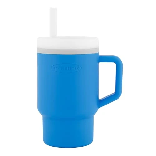 Infantino Mi 1er Tumbler, Adorable Vaso en Miniatura con Pajita Resistente y Asa para Niños Pequeños, Fomenta la Hidratación, Fácil de Limpiar, 250ml, Océano