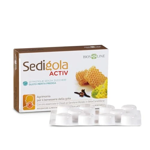 Offerta a tempo: BIOS LINE Sedigola Activ 20 Pastiglie Gusto Menta Fredda, Integratore Alimentare per il Benessere della Gola, con Propoli e Oli Essenziali, Senza Zuccheri - 33% da 12.00 € a 8.00 €