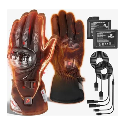 Limited offer: Heated Gloves Motorcycle 2024 Upgrade 3000 mAh Rechargeable USB Motorcycle Gloves Heated Warm Men's Winter Waterproof Touchscreen Electric Hand Warmer Winter Gloves Black from 119.99 EUR to 89.99 EUR (save 25%)