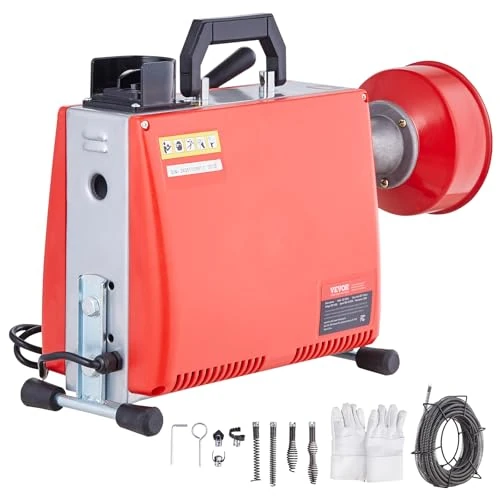 Zeitlich begrenztes Angebot: VEVOR 250W Rohrreinigungsmaschine Rohrreinigungsgerät, 20mx15,8mm/4,6mx9,5mm Stahlseile für Rohre von 4-10 cm, mit 7 Schnellwechsel-Rohrschneidern für Wohnungen, Büros und öffentlichen Räumen von 185.90 € auf 185.90 € (0.00% R