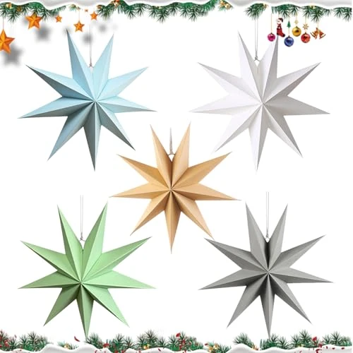 Offerta a tempo: GZGXKJ 5pz 3D Stelle Carta Natalizia 30cm Stelle di Carta Decorazione Natalizia Decorazioni Natalizie per Alberi di Natale, Finestre, Tavoli da Pranzo 5 Colori - 0% da 11.19 € a 11.19 €