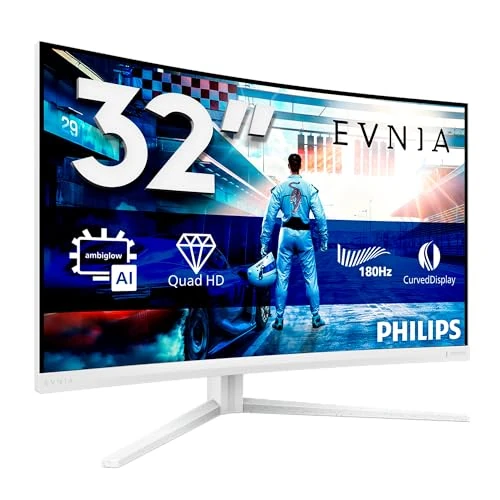 Offerta a tempo: Philips Gaming Monitor 32M2C5501 31.5 pollici, Curvo, 2560x1440, WQHD, 180Hz, Fast VA Panel, 0.5ms MPRT, , (HDMI2x 2.0 DP 1x 1.4) Adaptive Sync, HDR10, FreeSync, Bianco - 17% da 239.90 € a 199.69 €