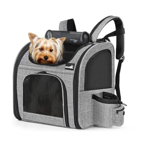 Limited offer: Pecute Cat Backpack, Adult Cat Backpackswith Breathable Mesh, Collapsible Small Dog Backpack, Pet Backpack with Multi-Pockets, Great for Travel Hiking Camping (Gray) from 27.32 EUR to 27.32 EUR (save 0%)
