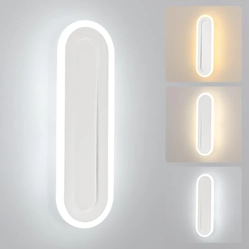 Mckalen Aplique Pared Interior LED, 16W 1800LM Lámpara de Pared LED Regulable, 3 Temperatura de Color 3000/4500K/6500K, Luz de Pared Moderna Blanco para Dormitorio Sala de Estar Escaleras, 40CM