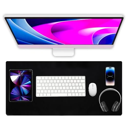 IPEA XXL Premium Faux Leather Mouse and Keyboard Mat – 70 x 40 cm – Extended Gaming Desk Mat for Monitors, Computers, Tablets, Items – Long, Stain and Water Repellent