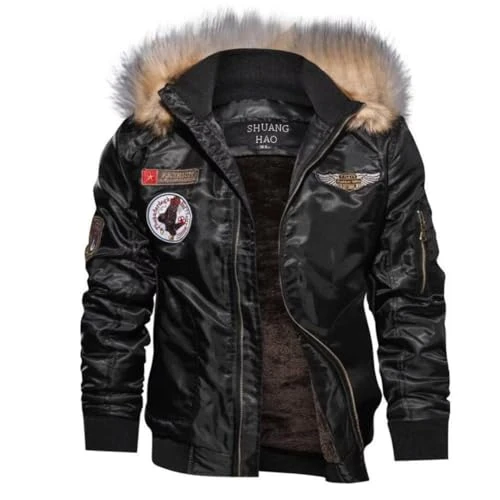 Offerta a tempo: Shuanghao Giacca-Militare Felpa-Bomber Parka-Uomo Casual Invernale - Autunno Primaverile Elegante Giubbotto Aviatore Tattica Militare College Spessore Medio in Pile Cotone Hooded Jacket Giacca - 34% da 49.99 € a 32.99 €
