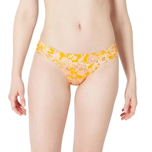 Limited-time offer: Amazon Essentials Women's Ruched Side Tab Full Coverage Bikini Swimsuit Bottom, Yellow Multi Folk Floral, XX-Large from $15.80 to $15.80 (save 0.00%)