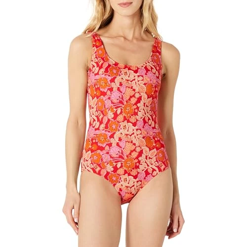 Tijdelijke aanbieding: Amazon Essentials Badpak uit één stuk voor dames (verkrijgbaar in grote maten), felrood multi folk bloemen, medium van 22.69 € naar 22.69 € (0.00% korting)